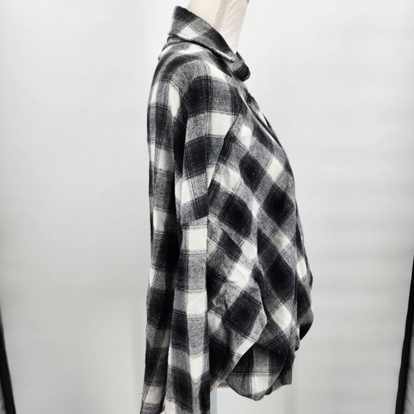 SHEIN Twist Knot Oversized Long Sleeve Plaid Button Front Shirt XS NWT - Picture 7 of 11